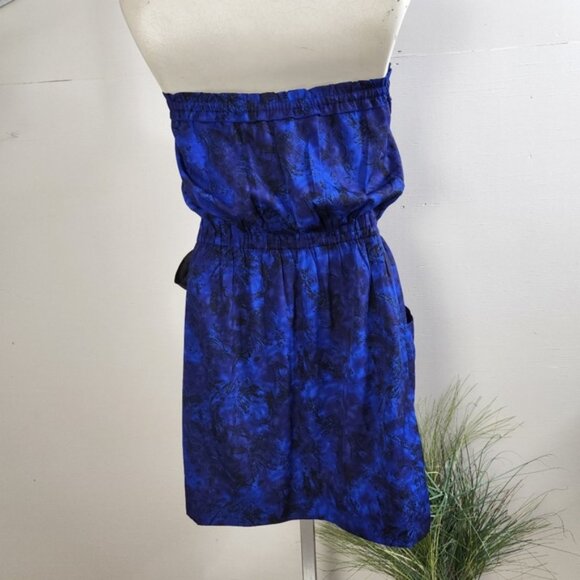 Staring At Stars Urban Outfitters Blue Floral Strapless Mini Dress Sundress - Picture 6 of 8